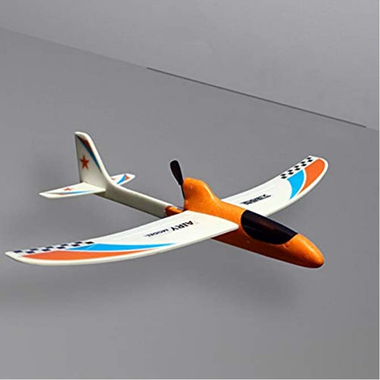 Yzki RC Jouet Avion Electrique EPP Mousse Avion Télécommande avec 2,4 GHz avec Boîtier de batterie Jouet Volant Enfant Orange Taille unique